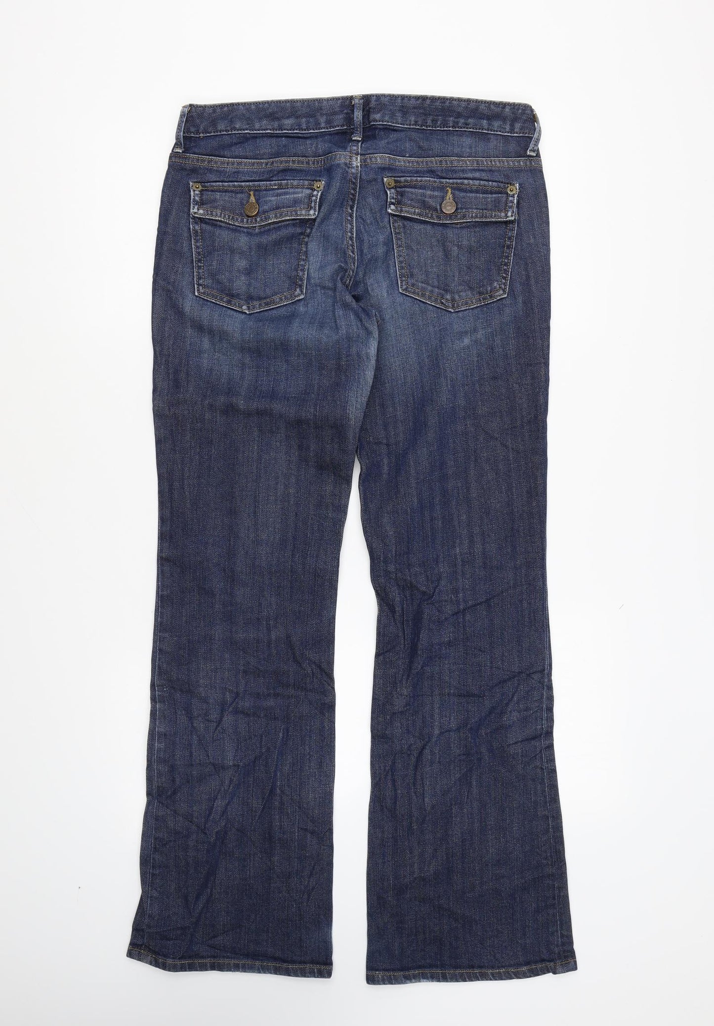 Banana Republic Womens Blue Cotton Bootcut Jeans Size 12 L30 in Regular Zip