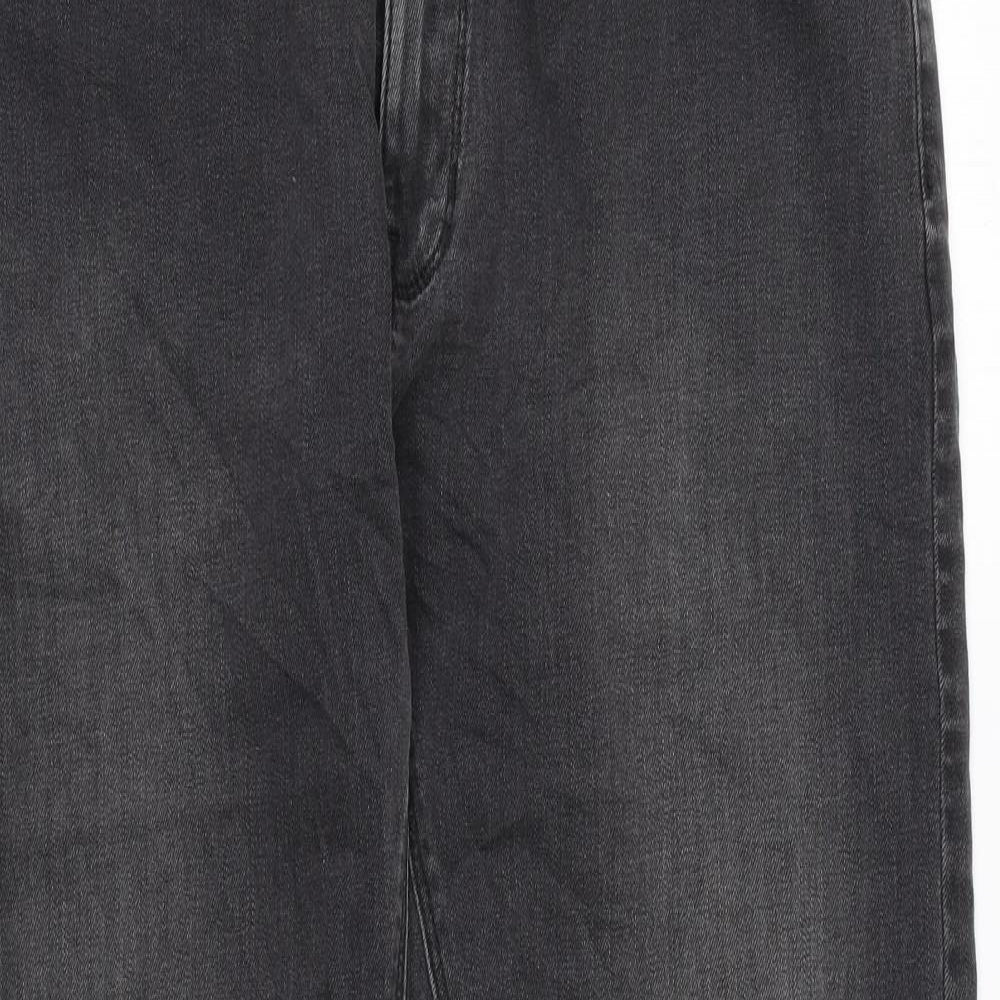 Marks and Spencer Womens Grey Cotton Straight Jeans Size 32 in L29 in Regular Zip
