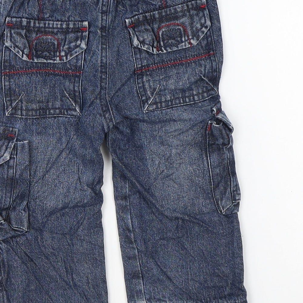 Earlydays Boys Blue Cotton Cargo Jeans Size 6-9 Months Snap