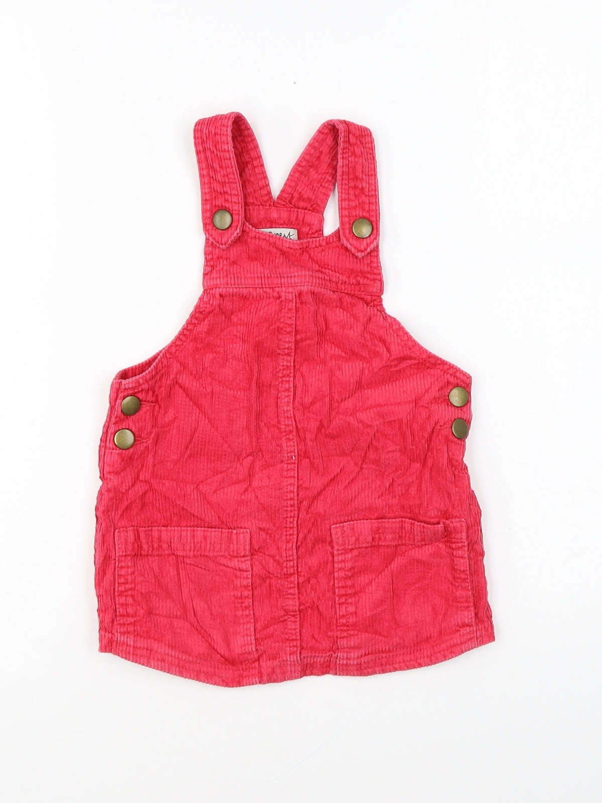 NEXT Girls Pink Cotton Pinafore/Dungaree Dress Size 18-24 Months Square Neck Snap