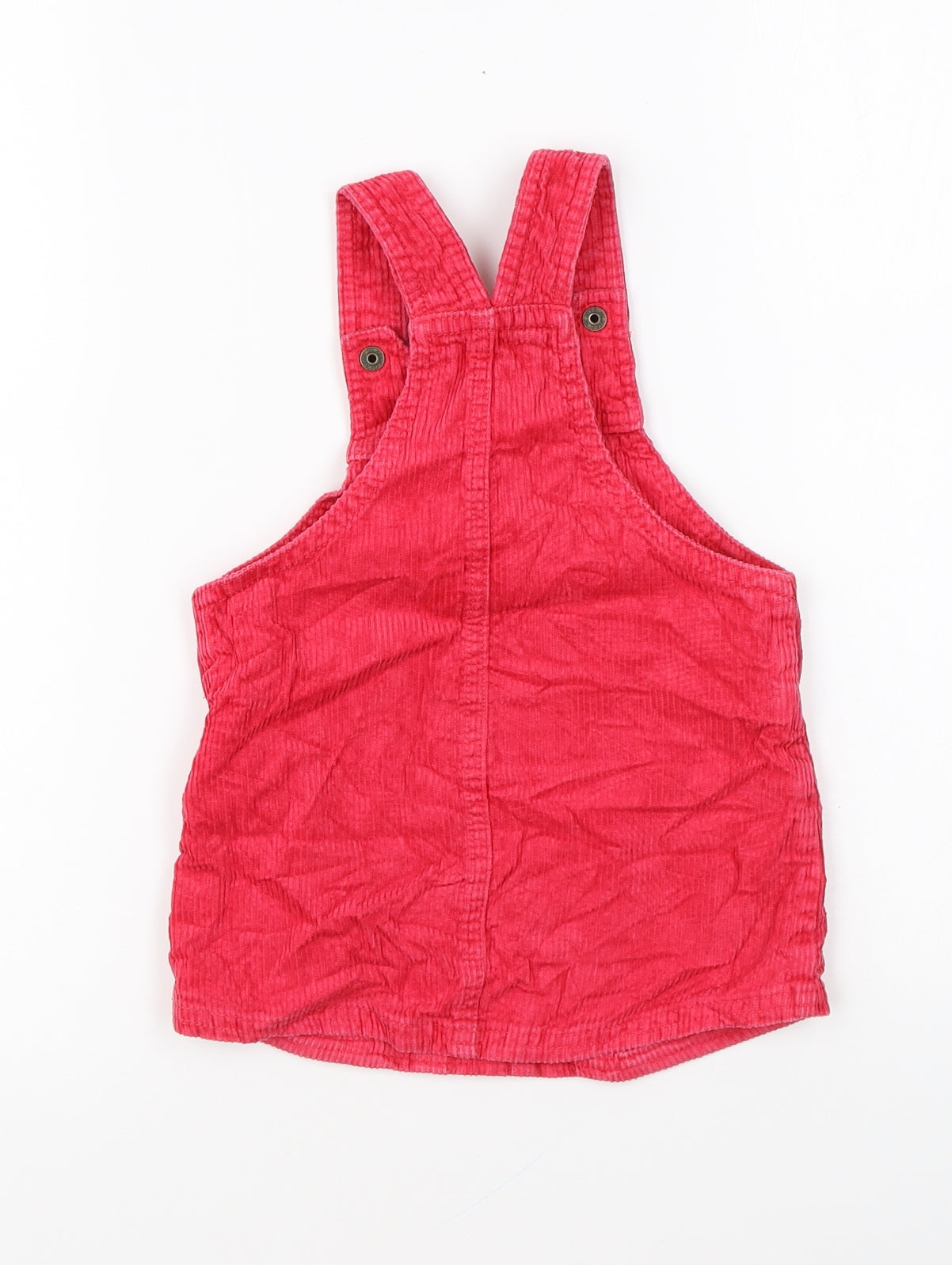 NEXT Girls Pink Cotton Pinafore/Dungaree Dress Size 18-24 Months Square Neck Snap