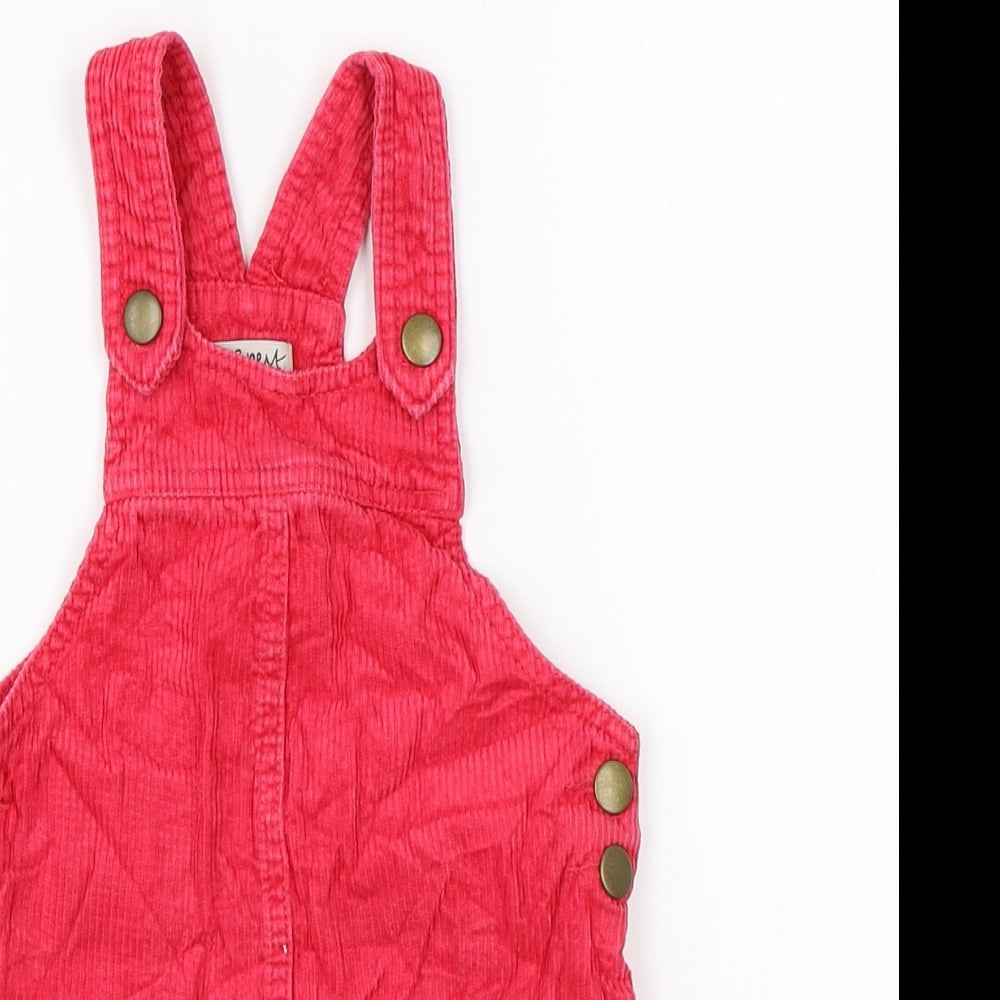 NEXT Girls Pink Cotton Pinafore/Dungaree Dress Size 18-24 Months Square Neck Snap