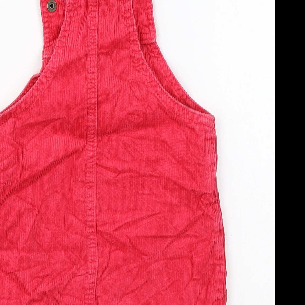 NEXT Girls Pink Cotton Pinafore/Dungaree Dress Size 18-24 Months Square Neck Snap