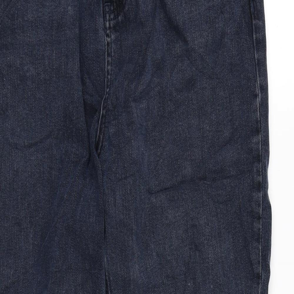 Marks and Spencer Womens Blue Cotton Mom Jeans Size 12 L28 in Regular Zip