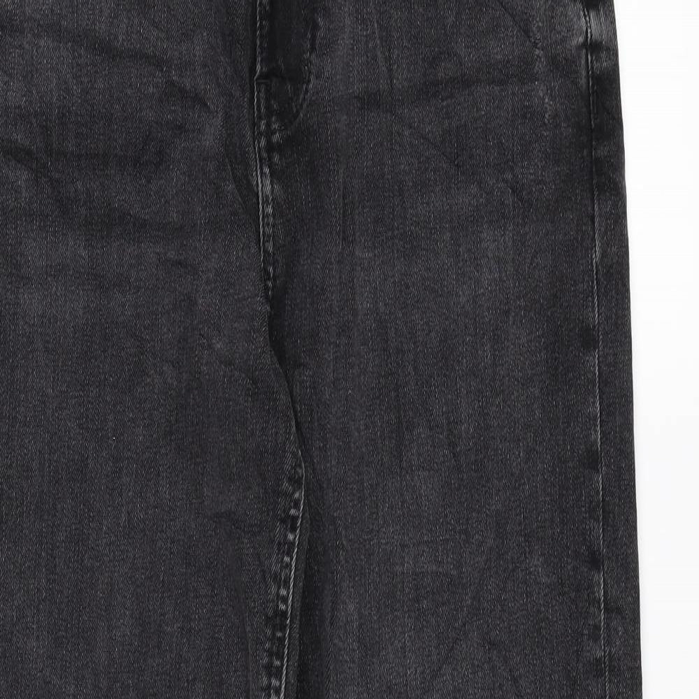 Marks and Spencer Womens Grey Cotton Mom Jeans Size 12 L28 in Regular Zip