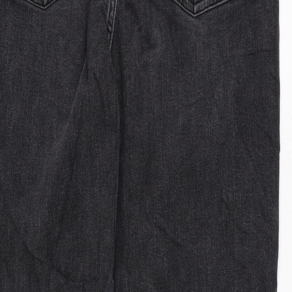 Marks and Spencer Womens Grey Cotton Mom Jeans Size 12 L28 in Regular Zip