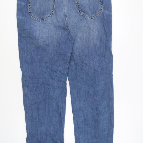Marks and Spencer Womens Blue Cotton Straight Jeans Size 16 L29 in Regular Zip