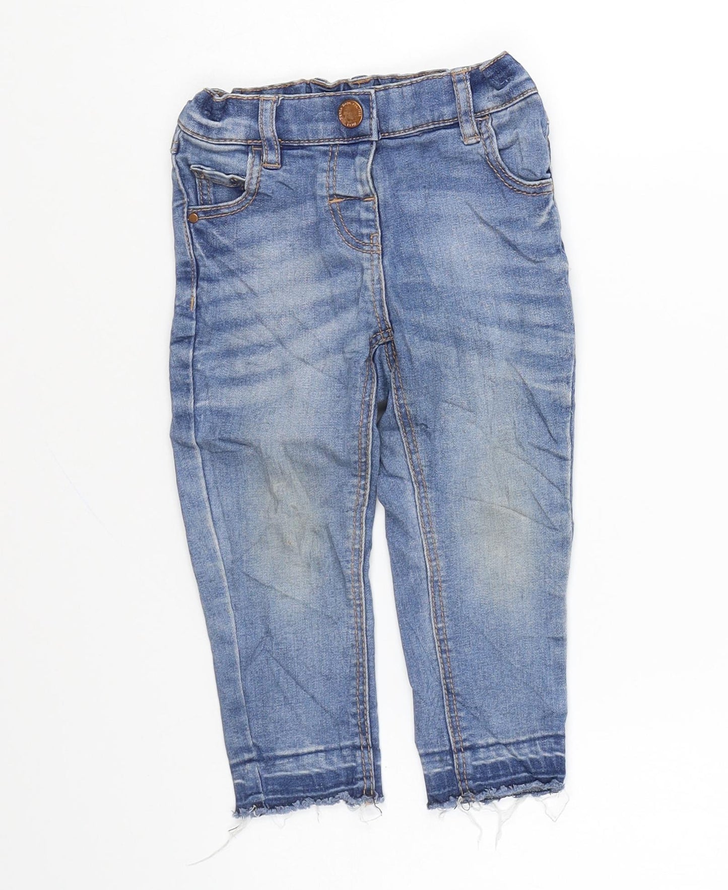 NEXT Boys Blue Cotton Capri Jeans Size 12-18 Months Button