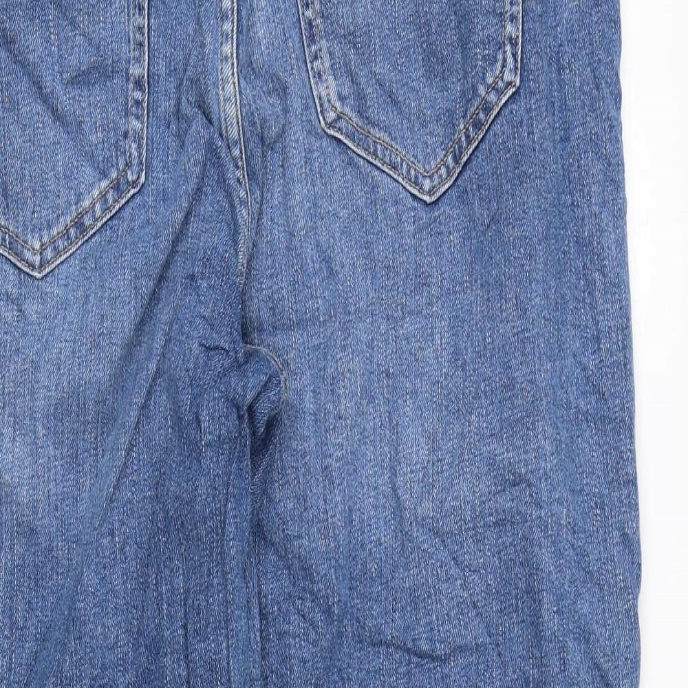 Marks and Spencer Womens Blue Cotton Mom Jeans Size 14 L26 in Regular Zip