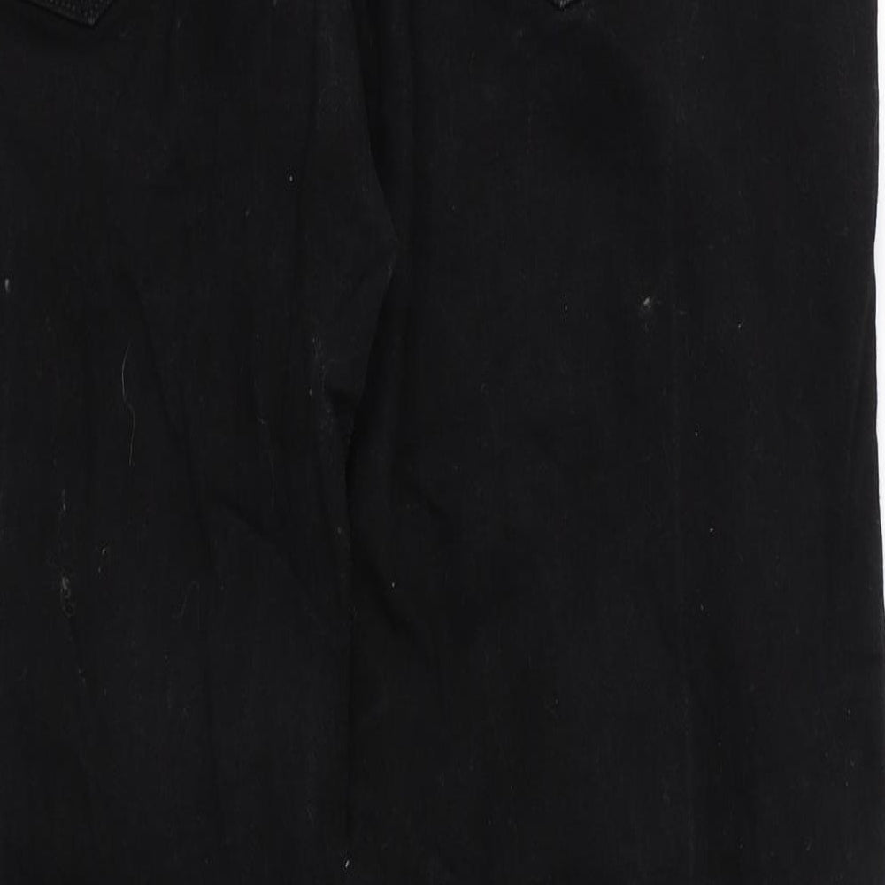 Marks and Spencer Mens Black Cotton Straight Jeans Size 38 in L31 in Regular Zip