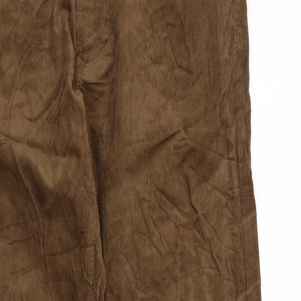 Marks and Spencer Mens Brown Cotton Trousers Size 30 in L31 in Regular Zip