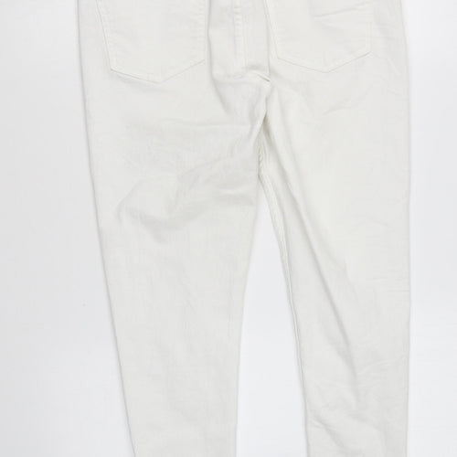 Marks and Spencer Womens White Cotton Skinny Jeans Size 12 L25 in Regular Zip