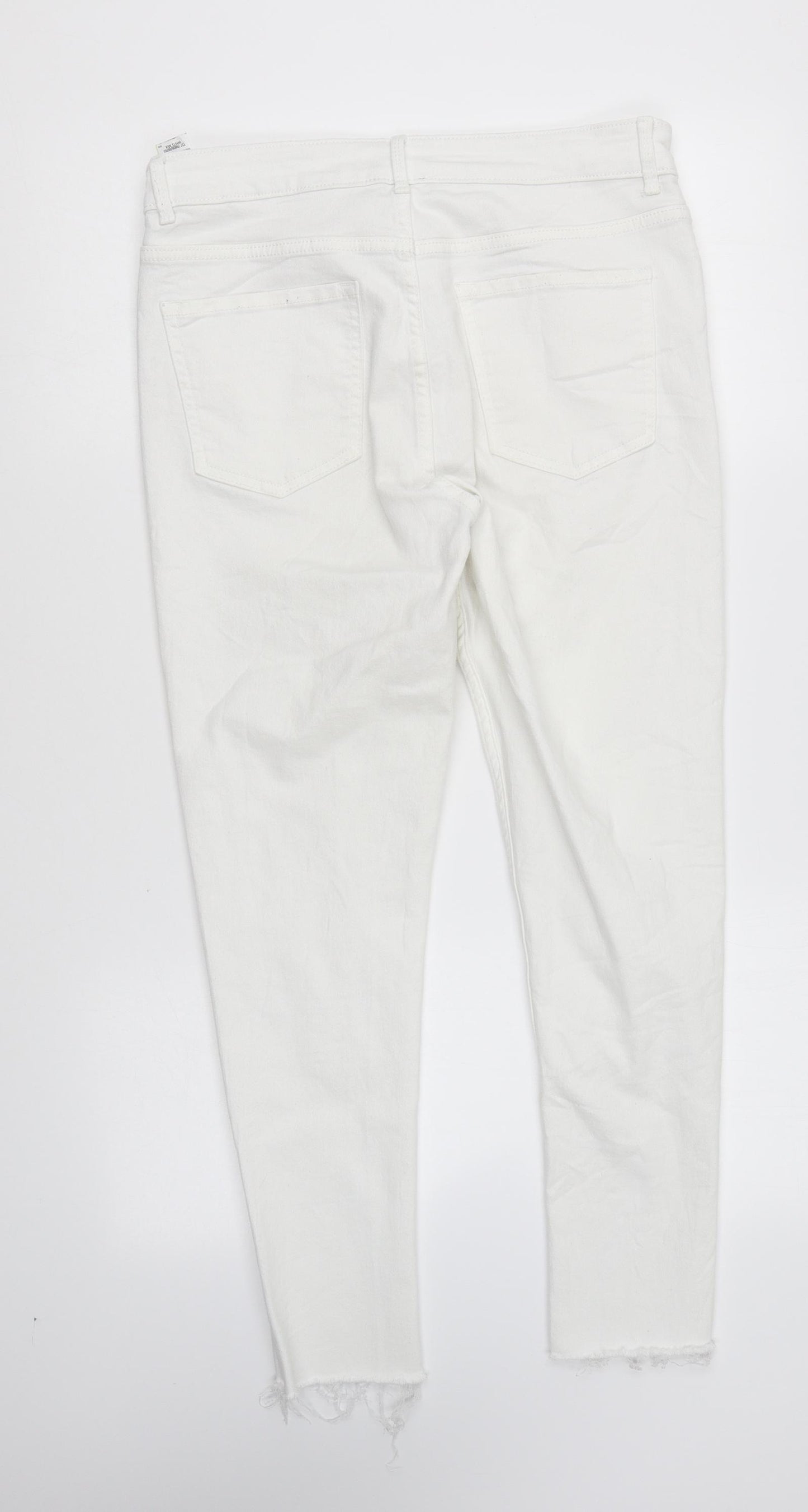 Marks and Spencer Womens White Cotton Skinny Jeans Size 12 L25 in Regular Zip