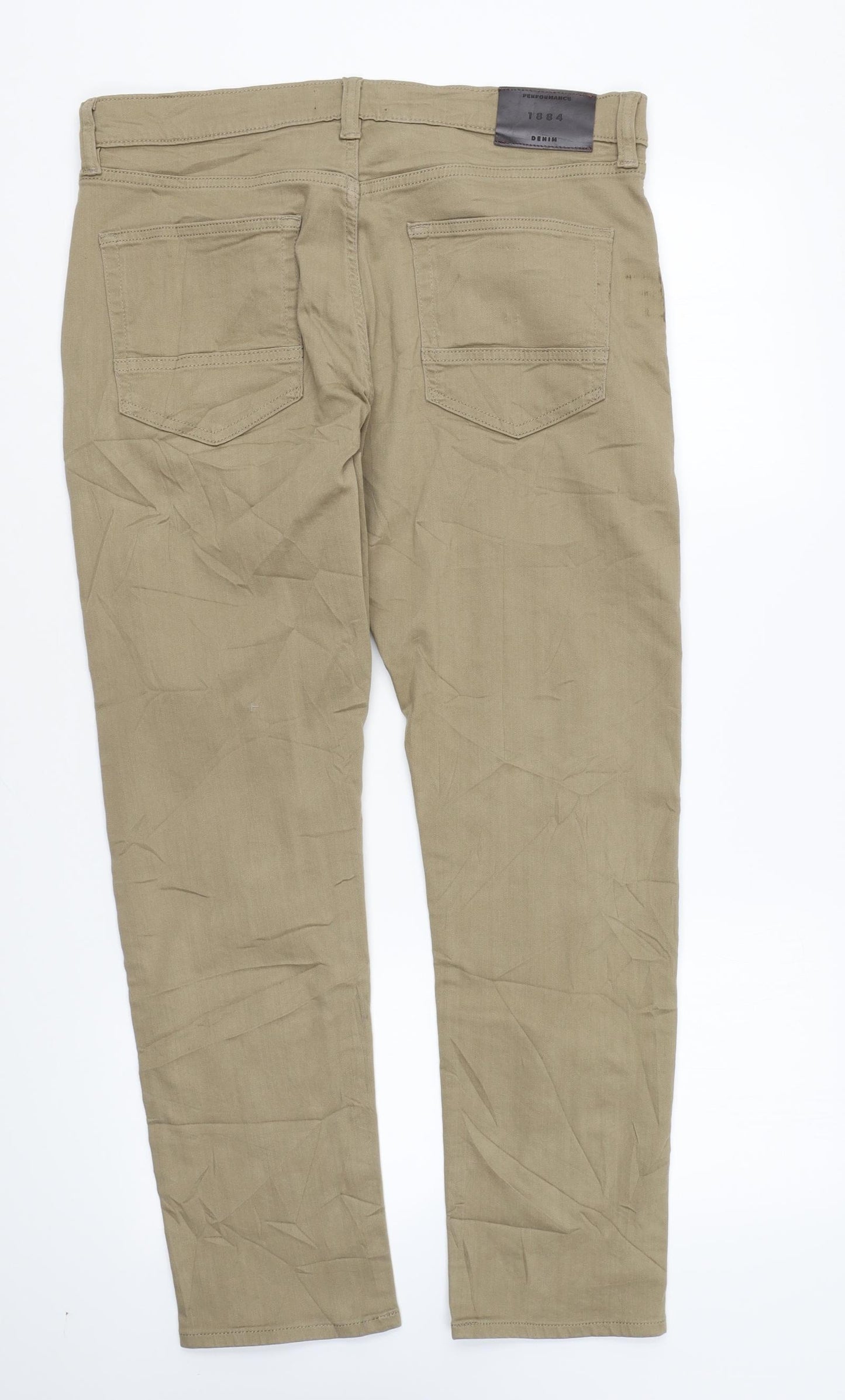 Marks and Spencer Mens Brown Cotton Skinny Jeans Size 34 in L29 in Slim Zip