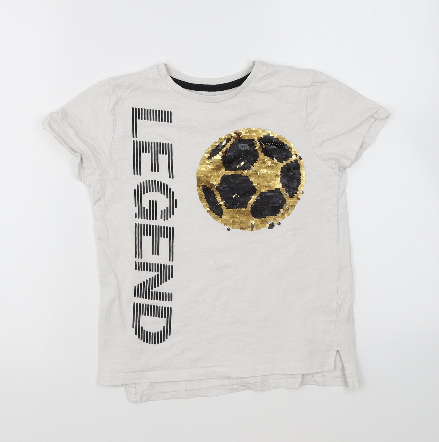 Primark Boys White Cotton Basic T-Shirt Size 7-8 Years Round Neck Pullover - Legend