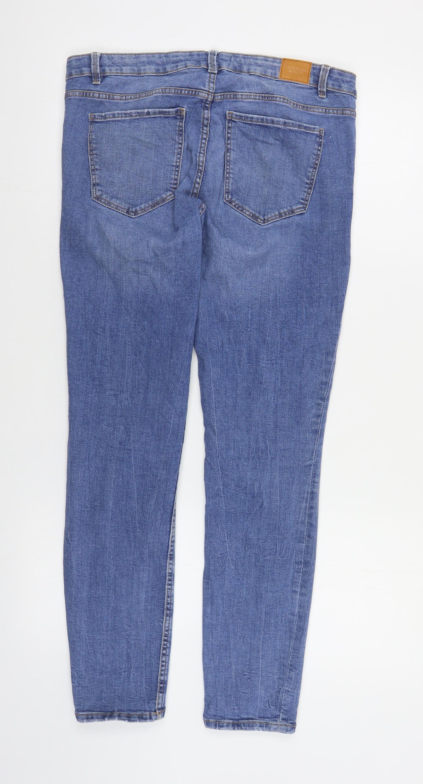 Zara Womens Blue Cotton Skinny Jeans Size 12 L26 in Regular Zip