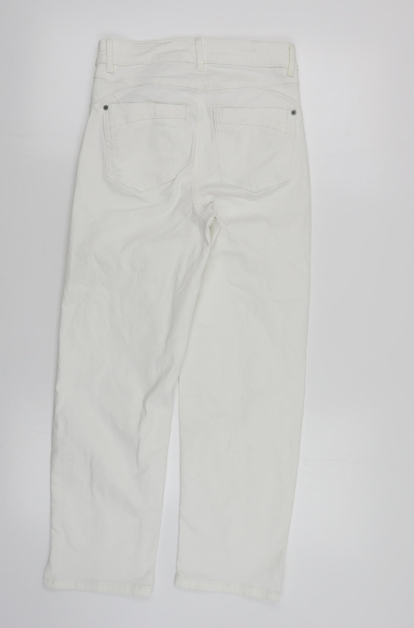 Marks and Spencer Womens White Cotton Straight Jeans Size 8 L24 in Regular Zip