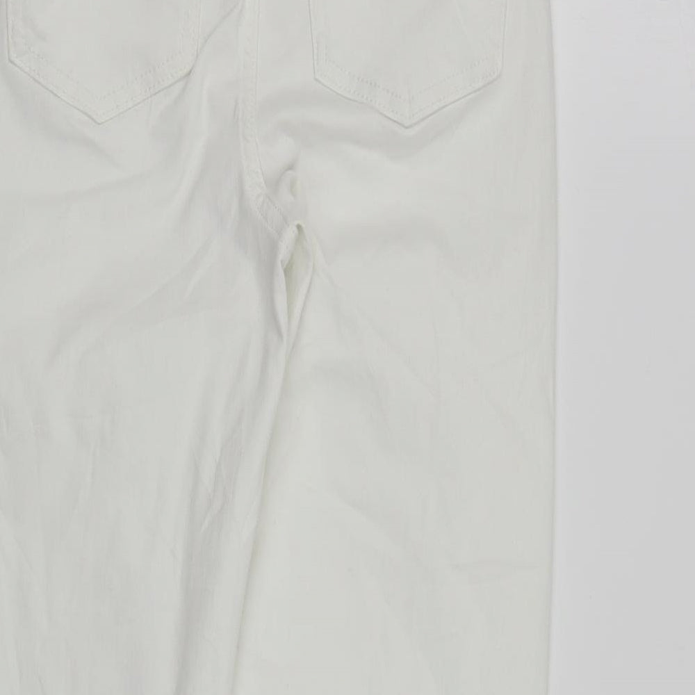 Marks and Spencer Womens White Cotton Straight Jeans Size 8 L24 in Regular Zip