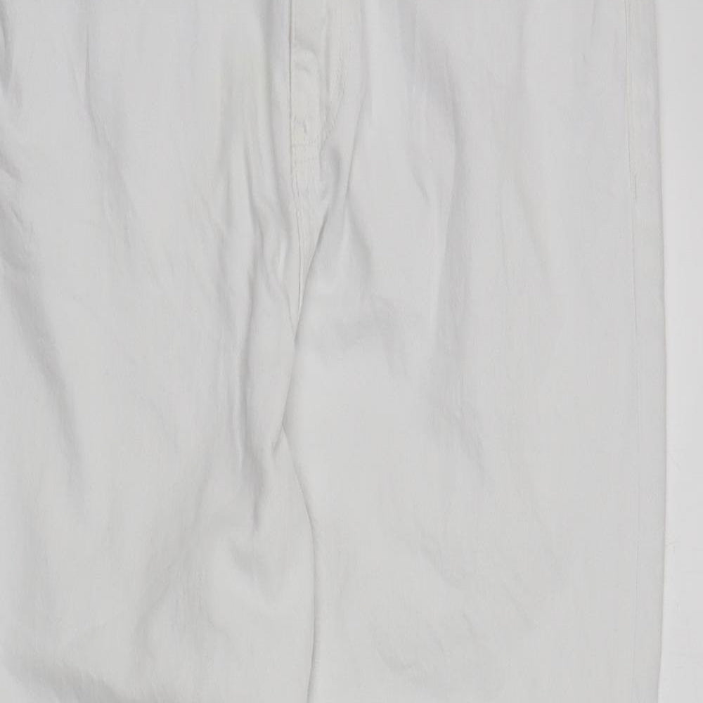 Marks and Spencer Womens White Cotton Mom Jeans Size 14 L27 in Regular Zip