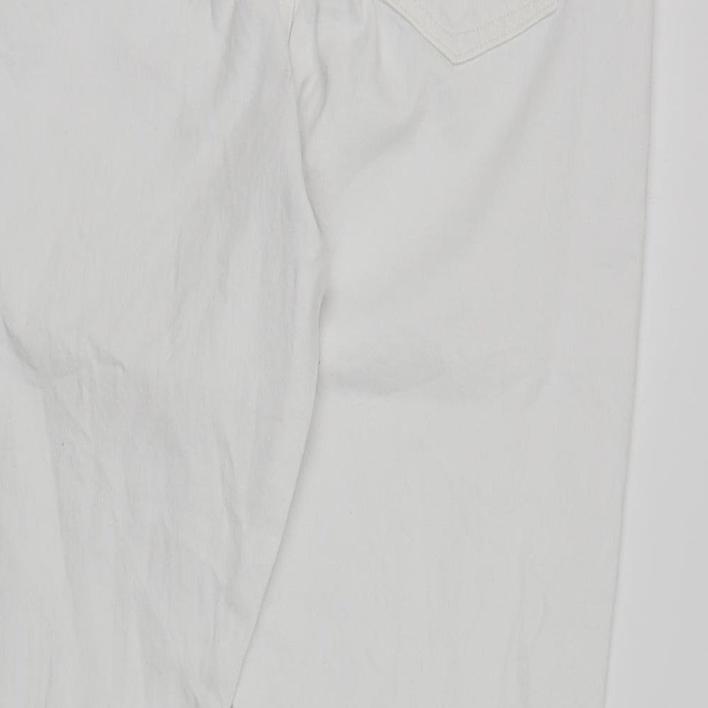 Marks and Spencer Womens White Cotton Mom Jeans Size 14 L27 in Regular Zip