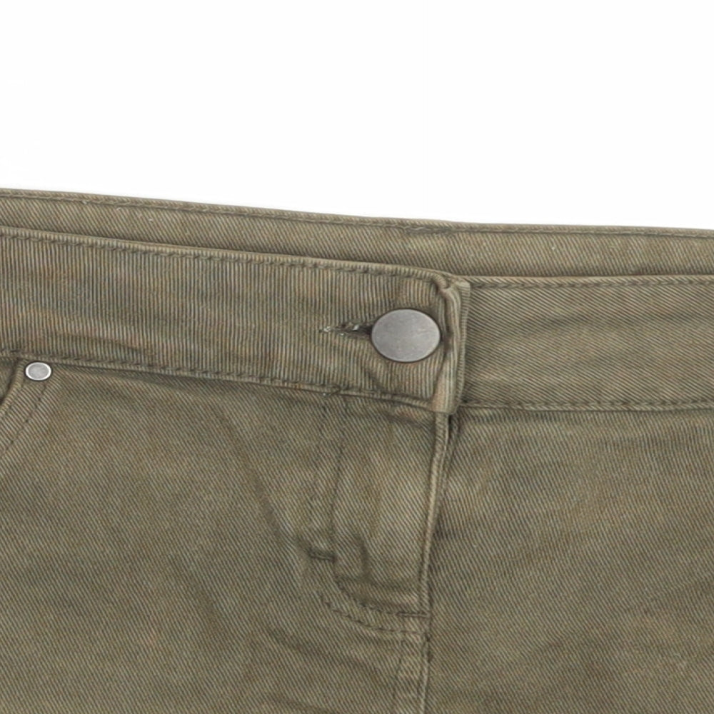 Preworn Womens Green Cotton Mini Skirt Size 28 in Button