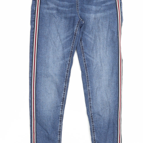 Marks and Spencer Womens Blue Cotton Skinny Jeans Size 6 L29 in Regular Button