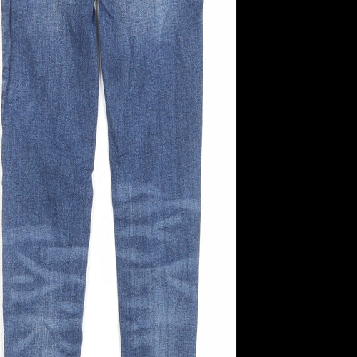 Marks and Spencer Womens Blue Cotton Skinny Jeans Size 6 L29 in Regular Button