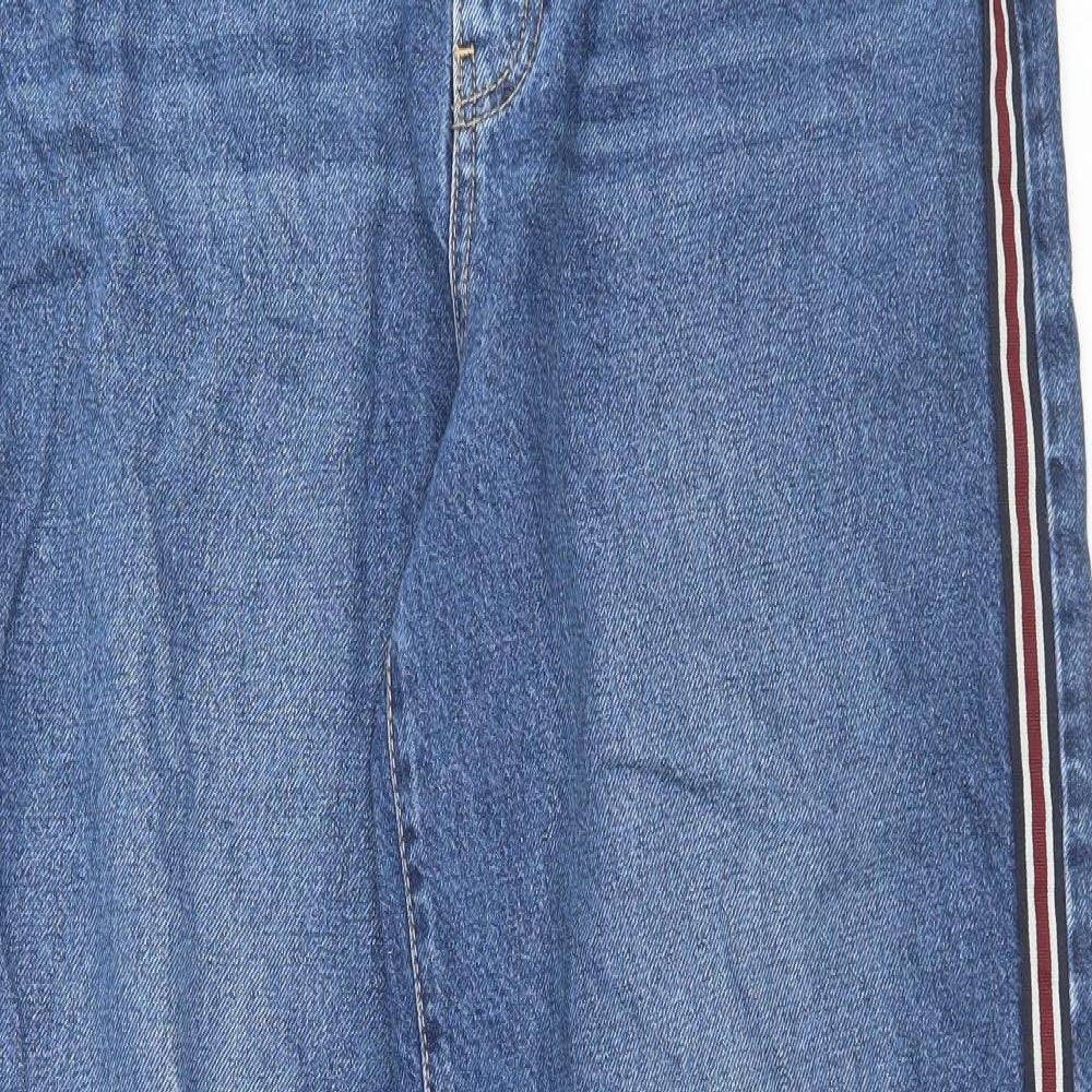 Marks and Spencer Womens Blue Cotton Wide-Leg Jeans Size 16 L32 in Regular Button