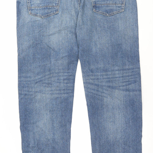 Marks and Spencer Mens Blue Cotton Straight Jeans Size 44 in L31 in Regular Button