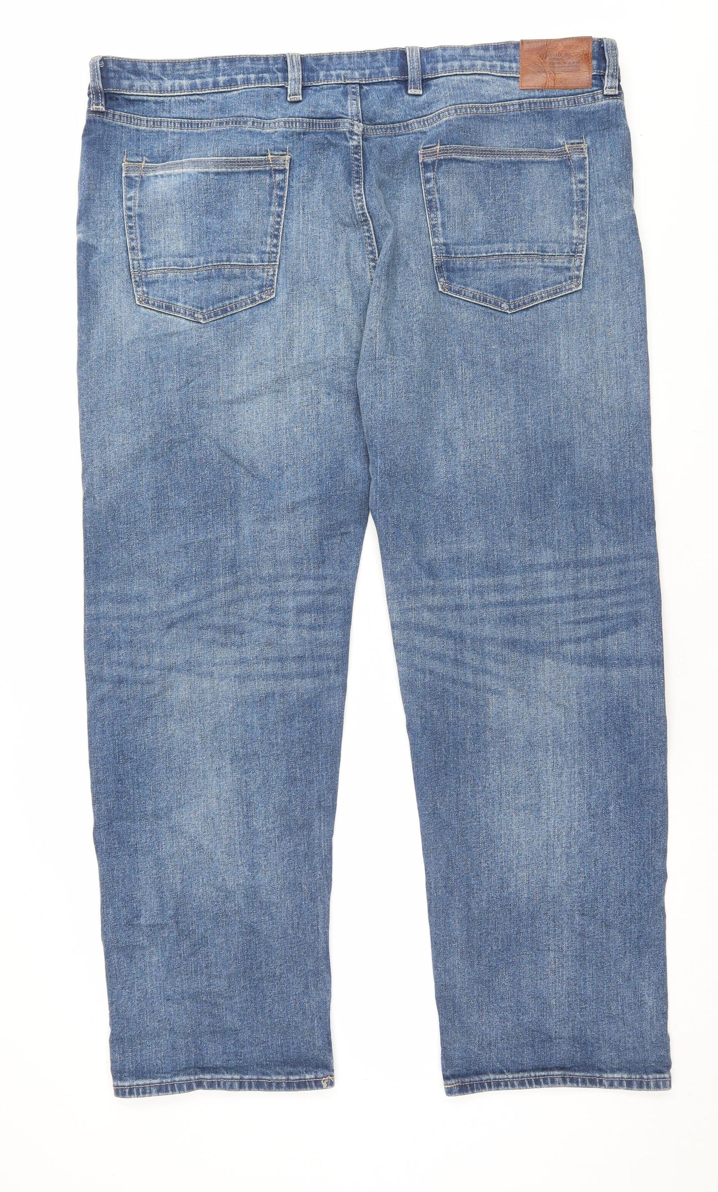 Marks and Spencer Mens Blue Cotton Straight Jeans Size 44 in L31 in Regular Button