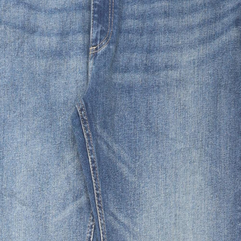 Marks and Spencer Mens Blue Cotton Straight Jeans Size 44 in L31 in Regular Button