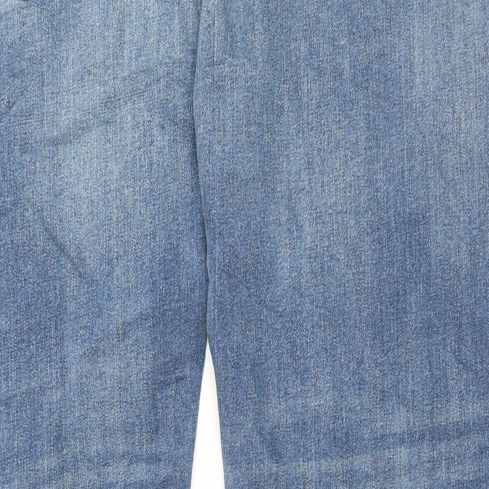Marks and Spencer Mens Blue Cotton Straight Jeans Size 44 in L31 in Regular Button