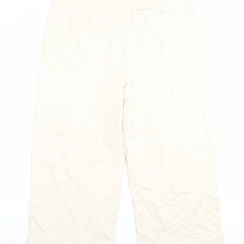 Marks and Spencer Womens Ivory Cotton Wide-Leg Jeans Size 18 L23 in Regular Button