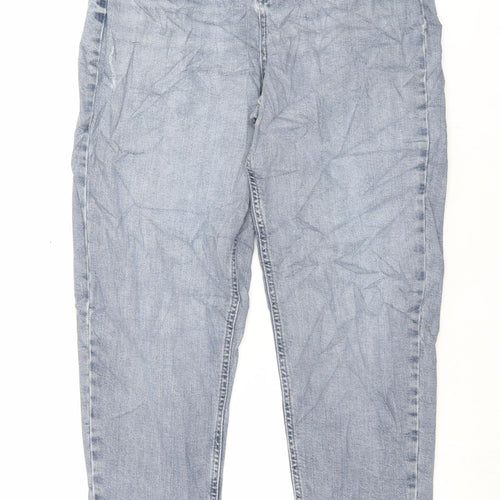 Marks and Spencer Womens Grey Cotton Mom Jeans Size 12 L29 in Regular Button