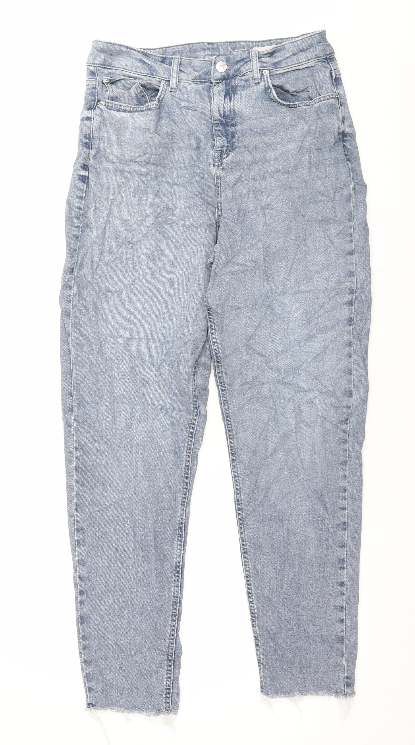 Marks and Spencer Womens Grey Cotton Mom Jeans Size 12 L29 in Regular Button