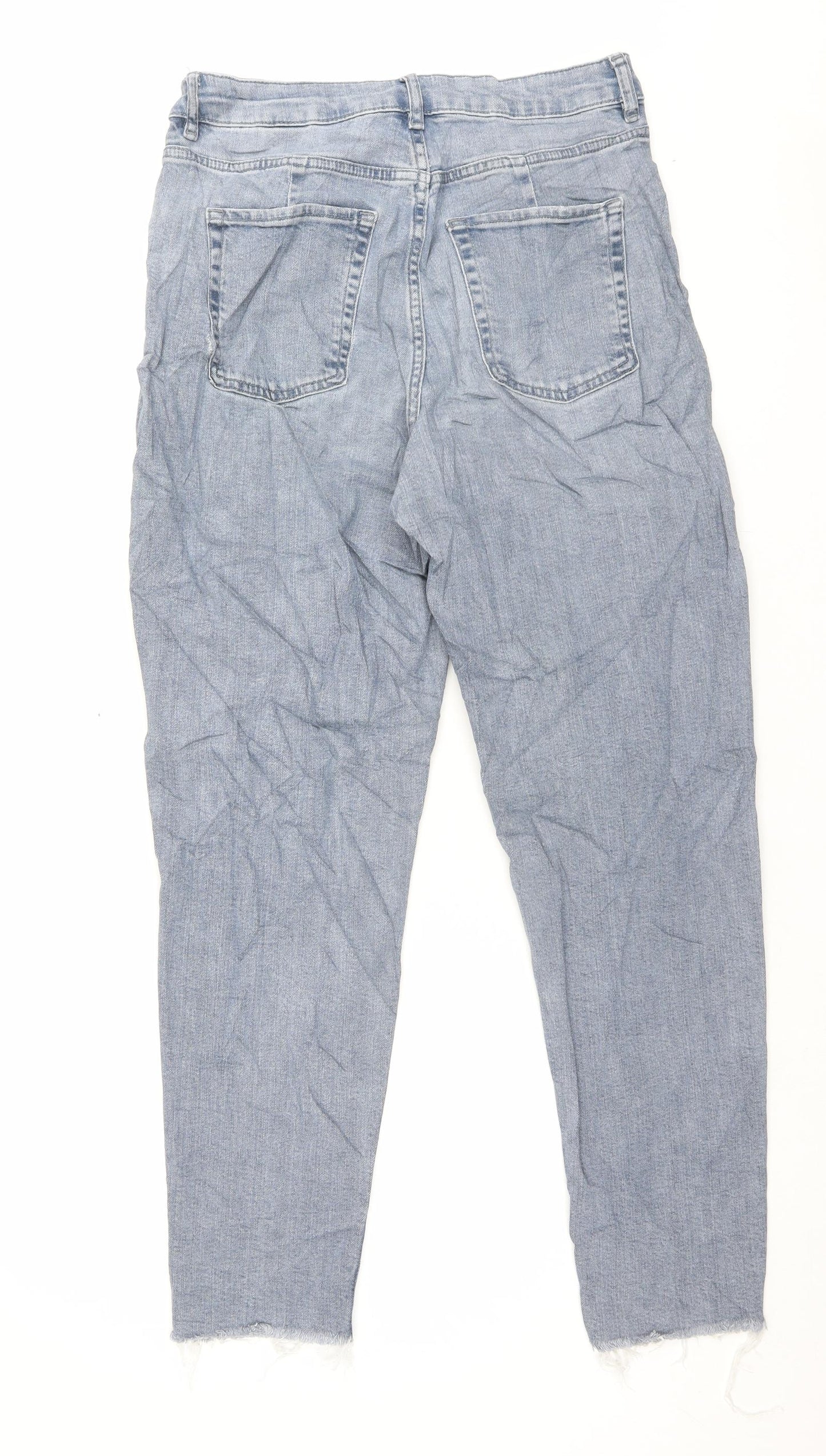 Marks and Spencer Womens Grey Cotton Mom Jeans Size 12 L29 in Regular Button