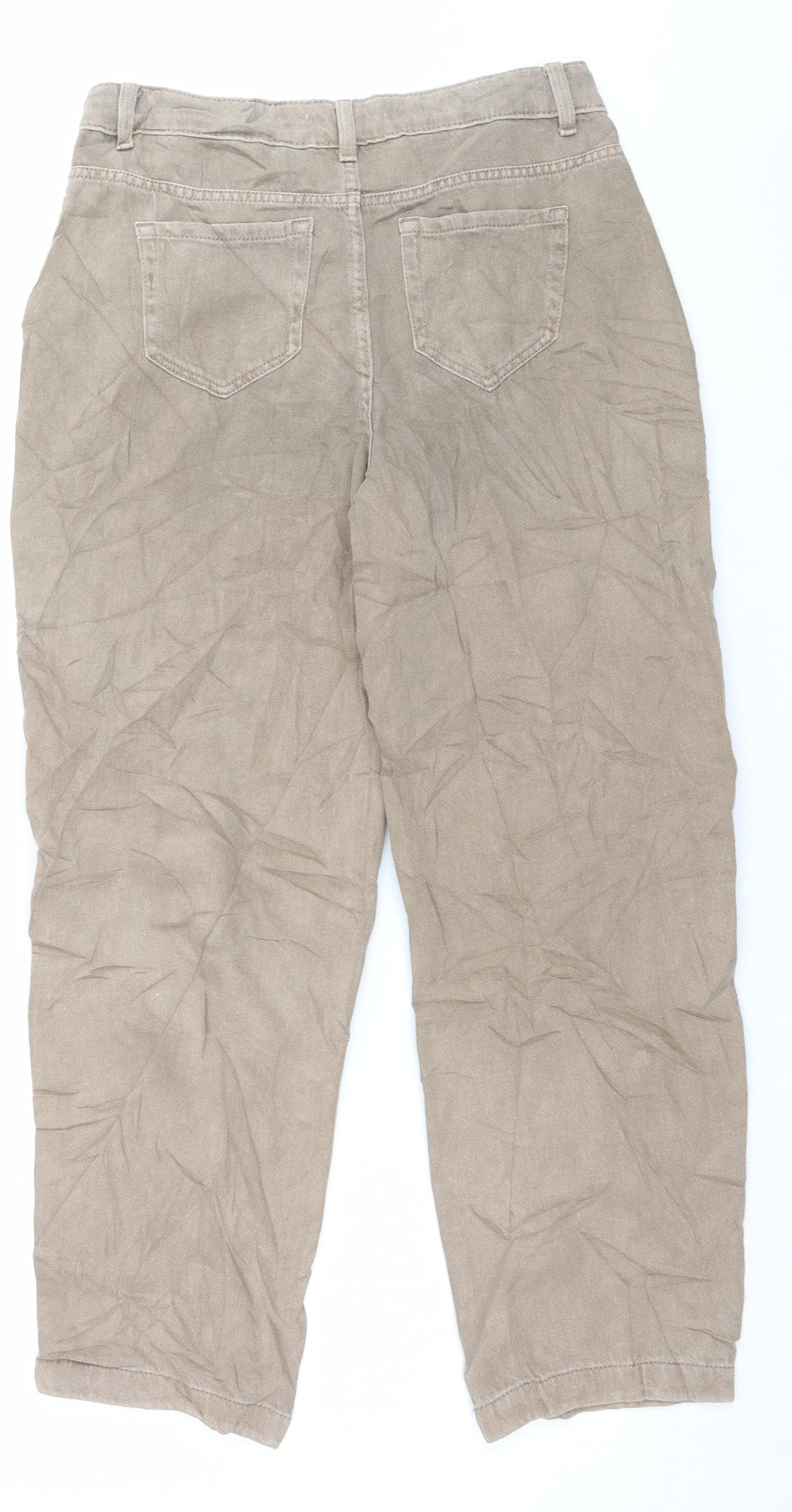Per Una Womens Brown Cotton Straight Jeans Size 10 L27 in Regular Button