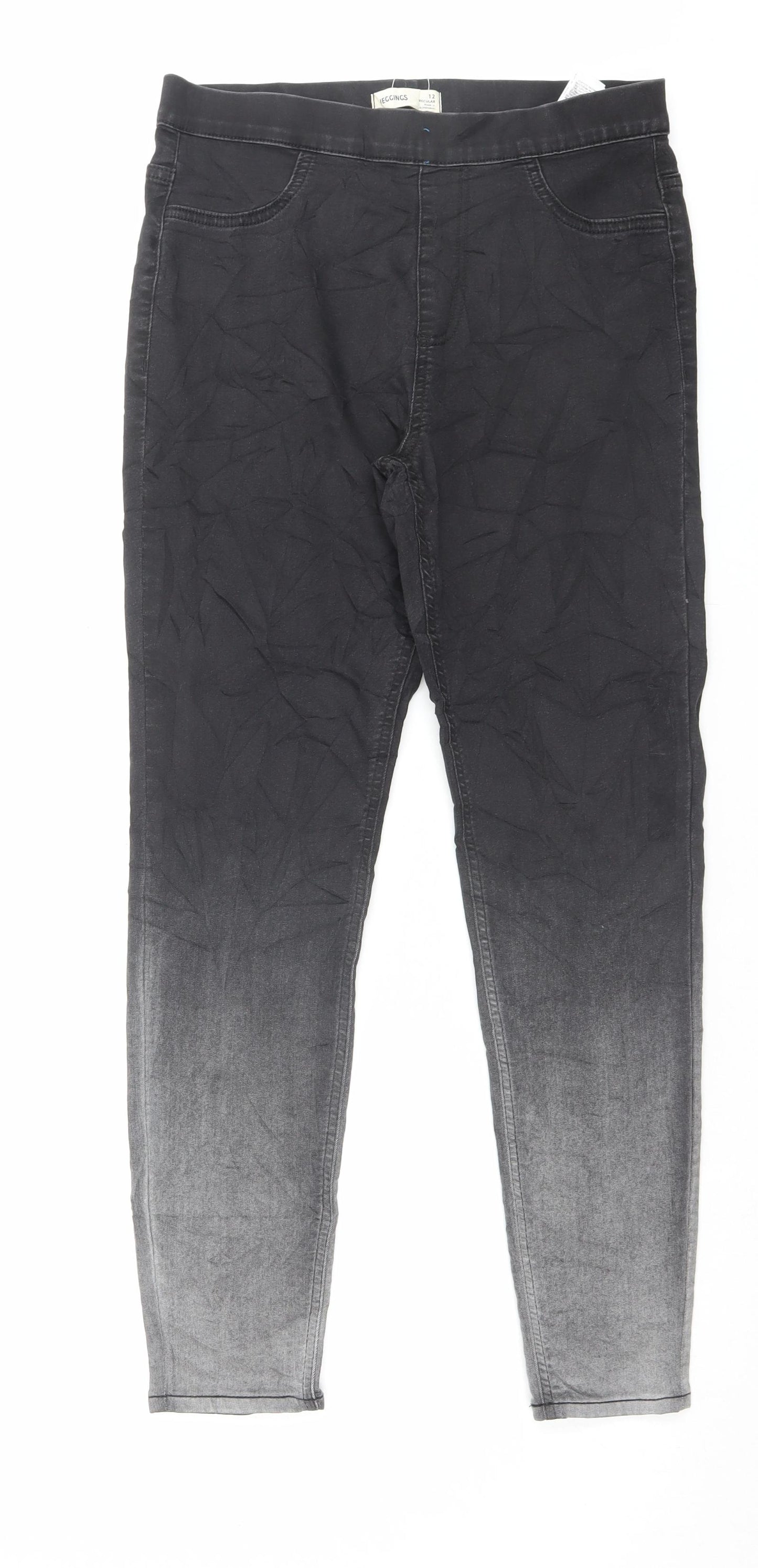 Marks and Spencer Womens Black Cotton Jegging Trousers Size 12 L28 in Regular