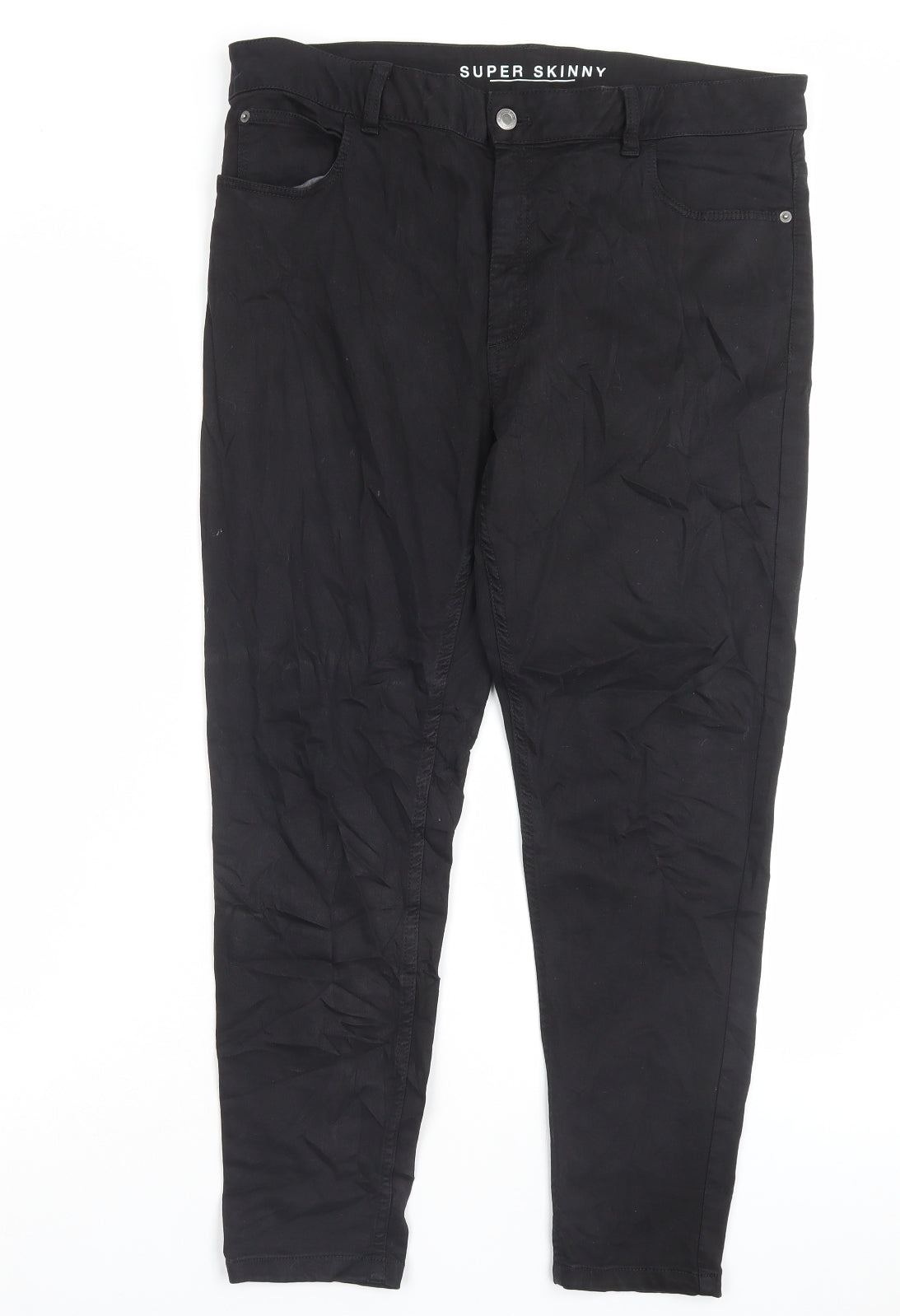 Marks and Spencer Womens Black Cotton Skinny Jeans Size 16 L26 in Regular Button
