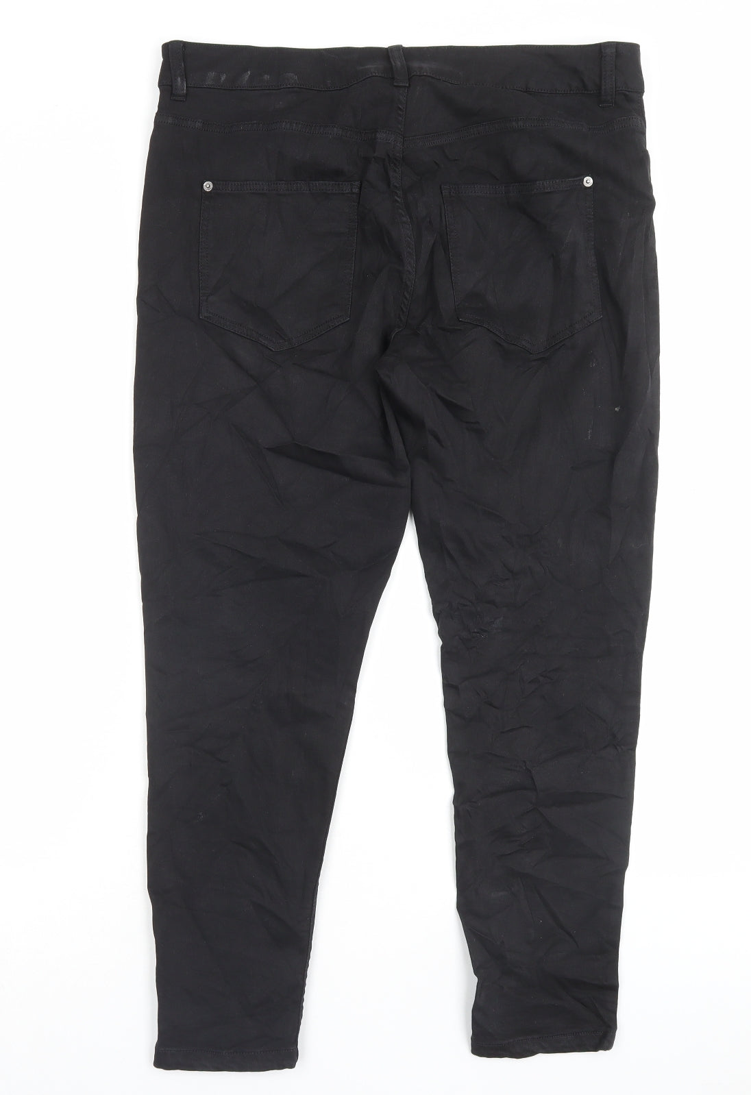 Marks and Spencer Womens Black Cotton Skinny Jeans Size 16 L26 in Regular Button