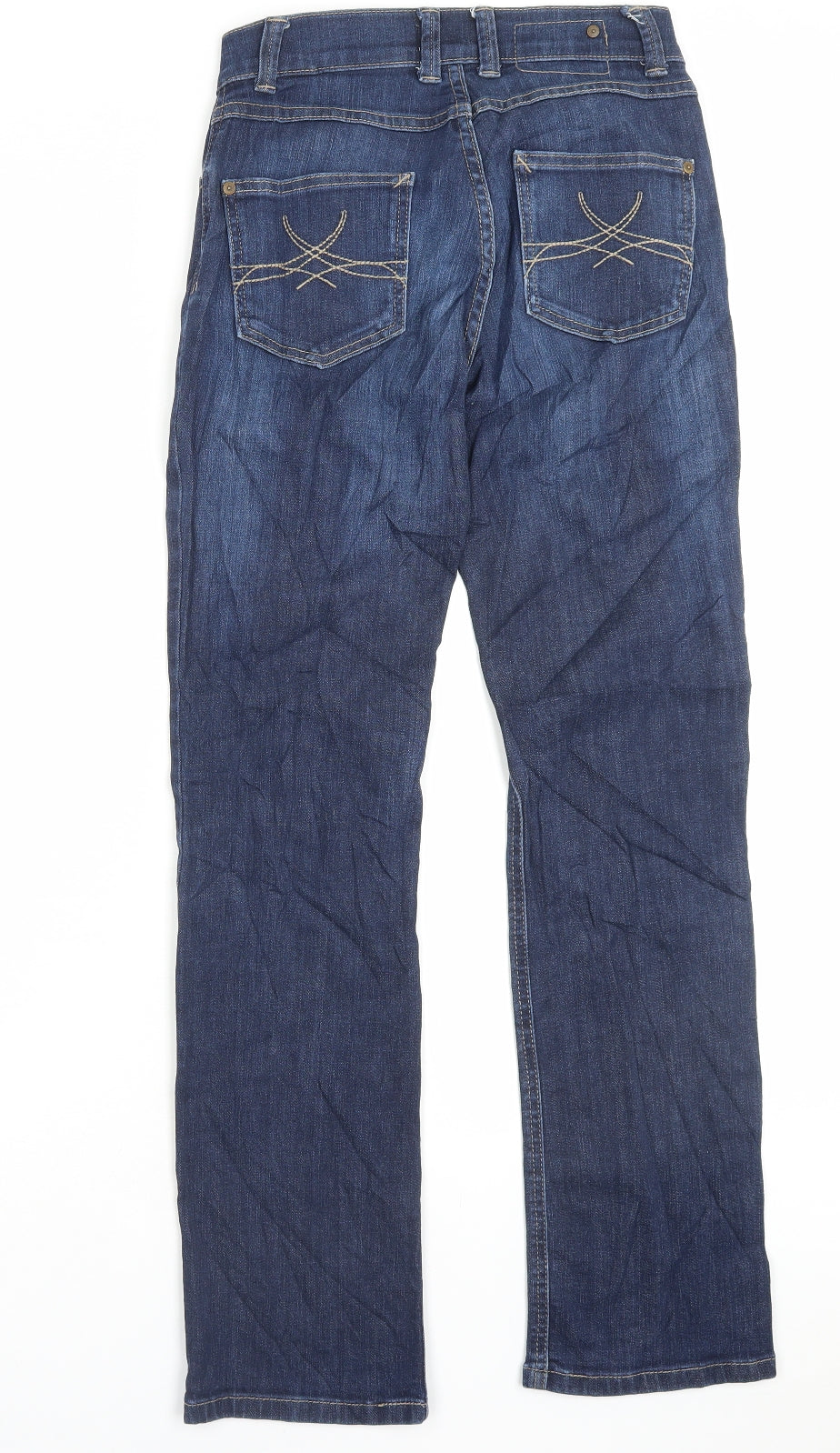 Marks and Spencer Womens Blue Cotton Straight Jeans Size 8 L30 in Regular Button
