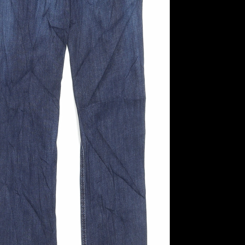 Marks and Spencer Womens Blue Cotton Straight Jeans Size 8 L30 in Regular Button