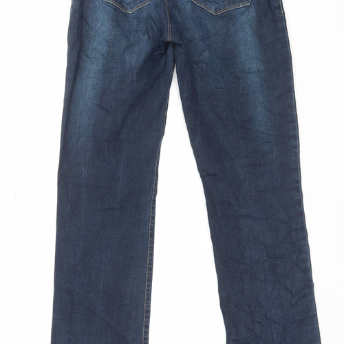 NEXT Womens Blue Cotton Straight Jeans Size 12 L30 in Slim Button
