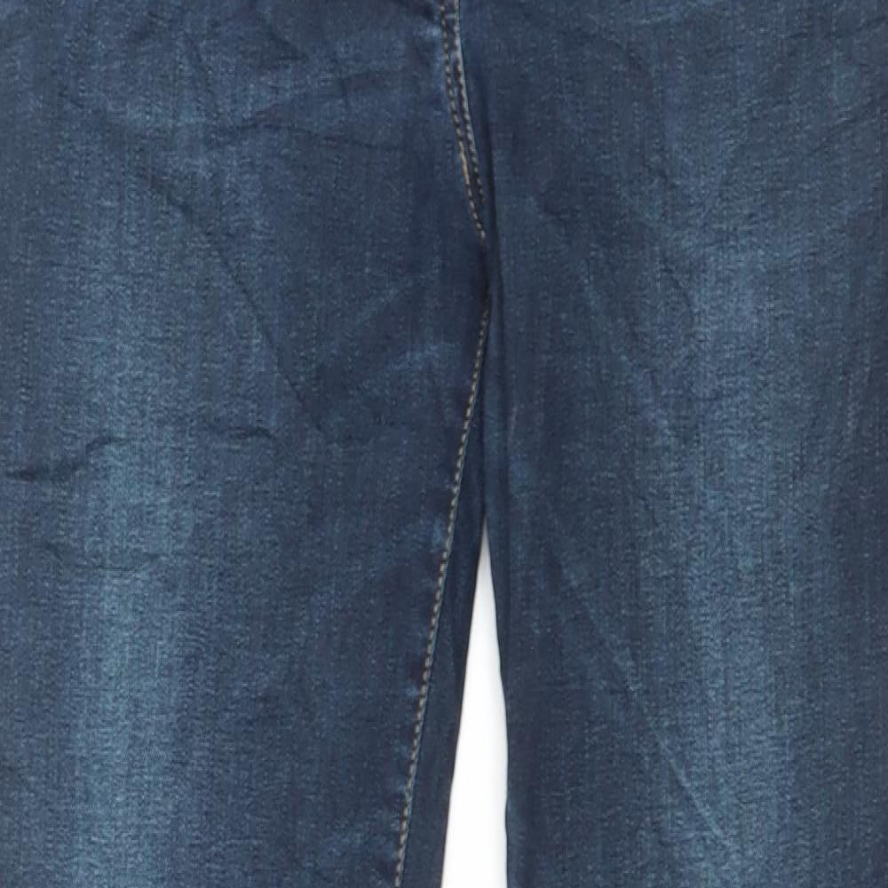 NEXT Womens Blue Cotton Straight Jeans Size 12 L30 in Slim Button