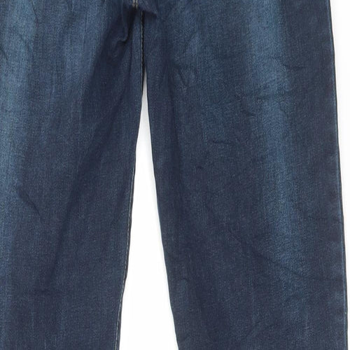 NEXT Womens Blue Cotton Straight Jeans Size 12 L30 in Slim Button