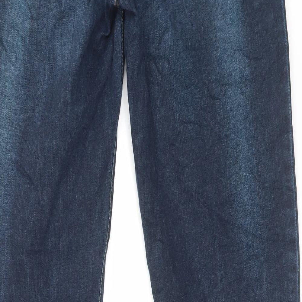 NEXT Womens Blue Cotton Straight Jeans Size 12 L30 in Slim Button