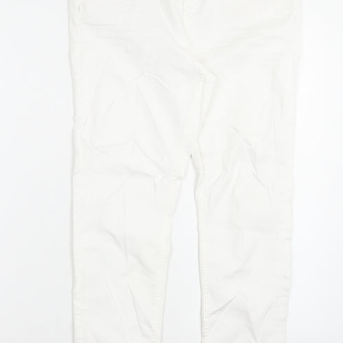 Marks and Spencer Womens White Cotton Skinny Jeans Size 10 L28 in Regular Button