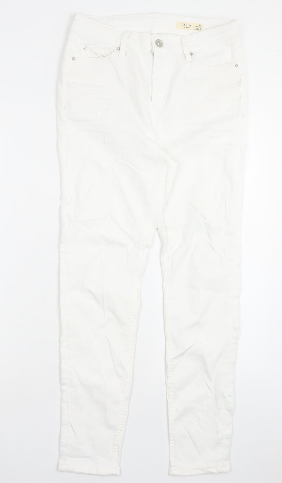 Marks and Spencer Womens White Cotton Skinny Jeans Size 10 L28 in Regular Button