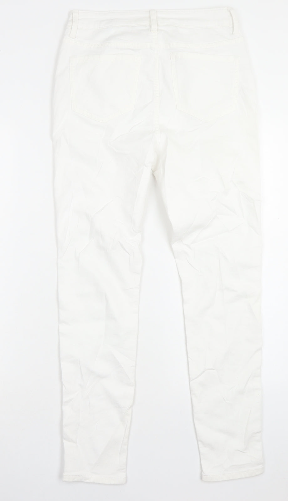 Marks and Spencer Womens White Cotton Skinny Jeans Size 10 L28 in Regular Button