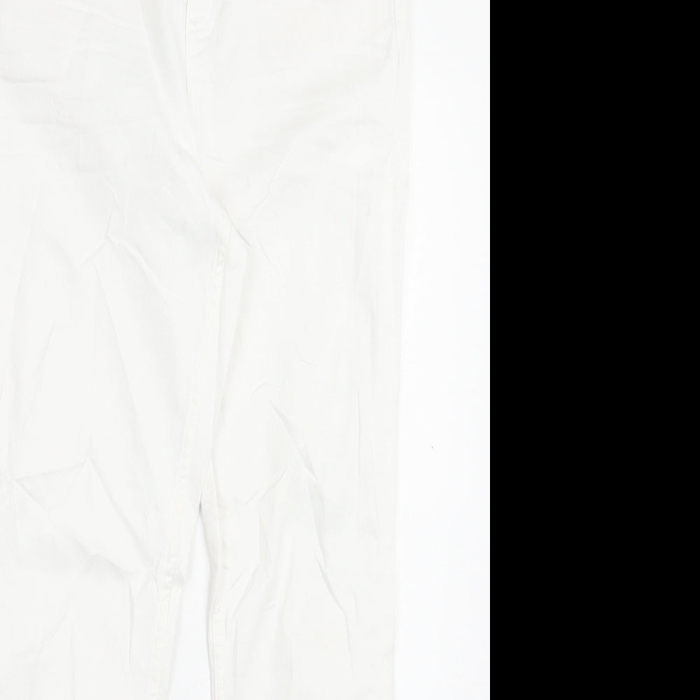 Marks and Spencer Womens White Cotton Skinny Jeans Size 10 L28 in Regular Button